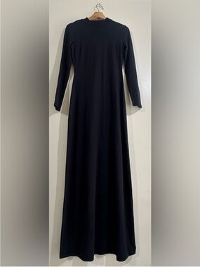 Veiled Minimalist Black Long Sleeve Maxi Dress
